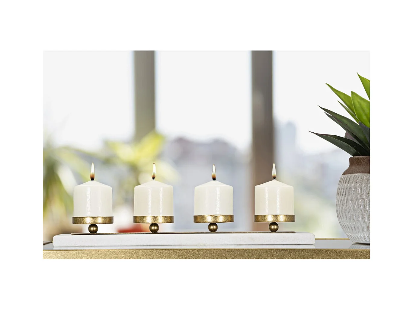 Kaarsenhouder MF337, Goud, 40x10x5 cm, Epikasa