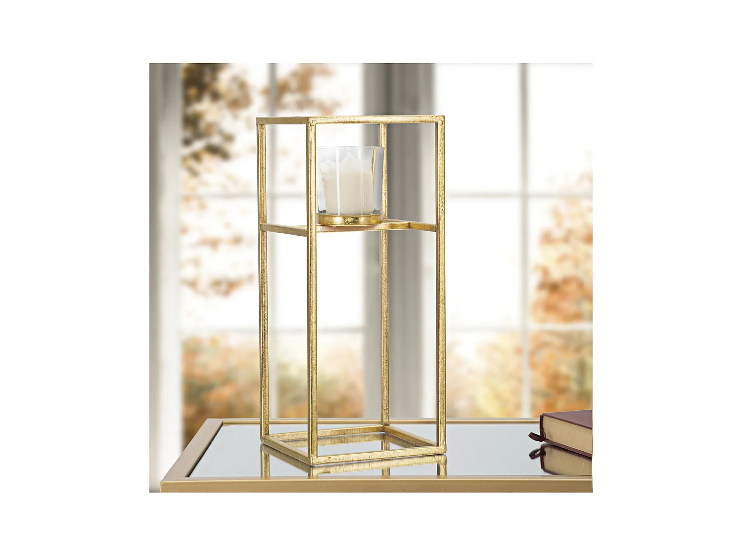 Suporte de Velas MF347, Ouro, 15x15x35 cm, Epikasa