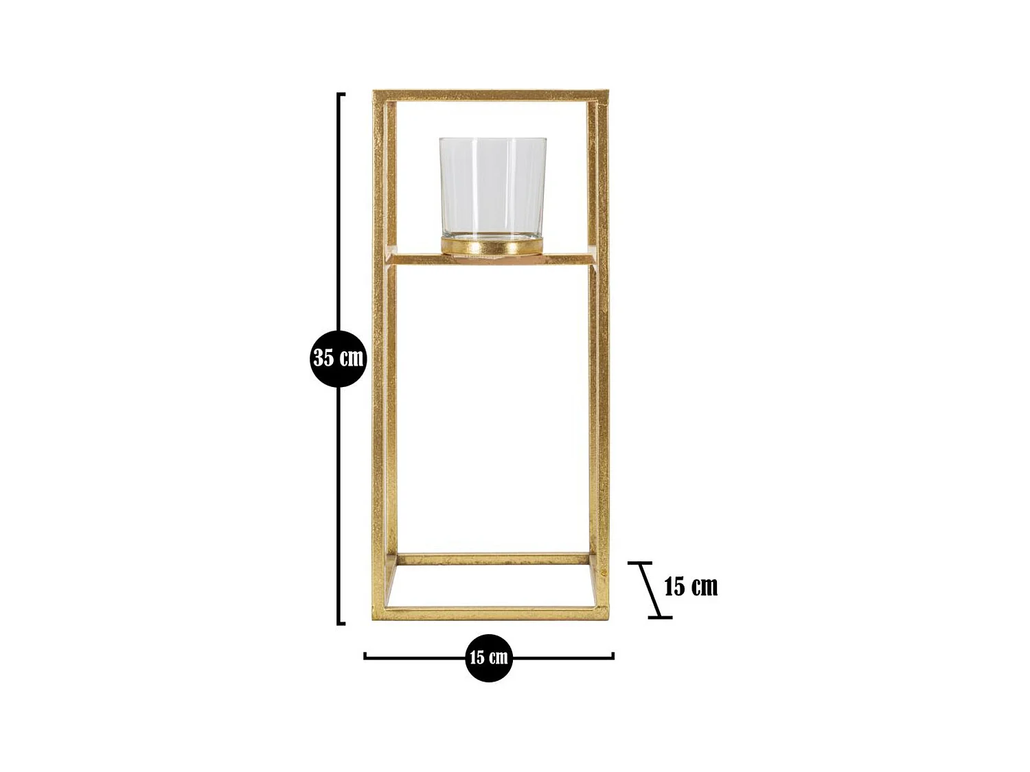 Suporte de Velas MF347, Ouro, 15x15x35 cm, Epikasa