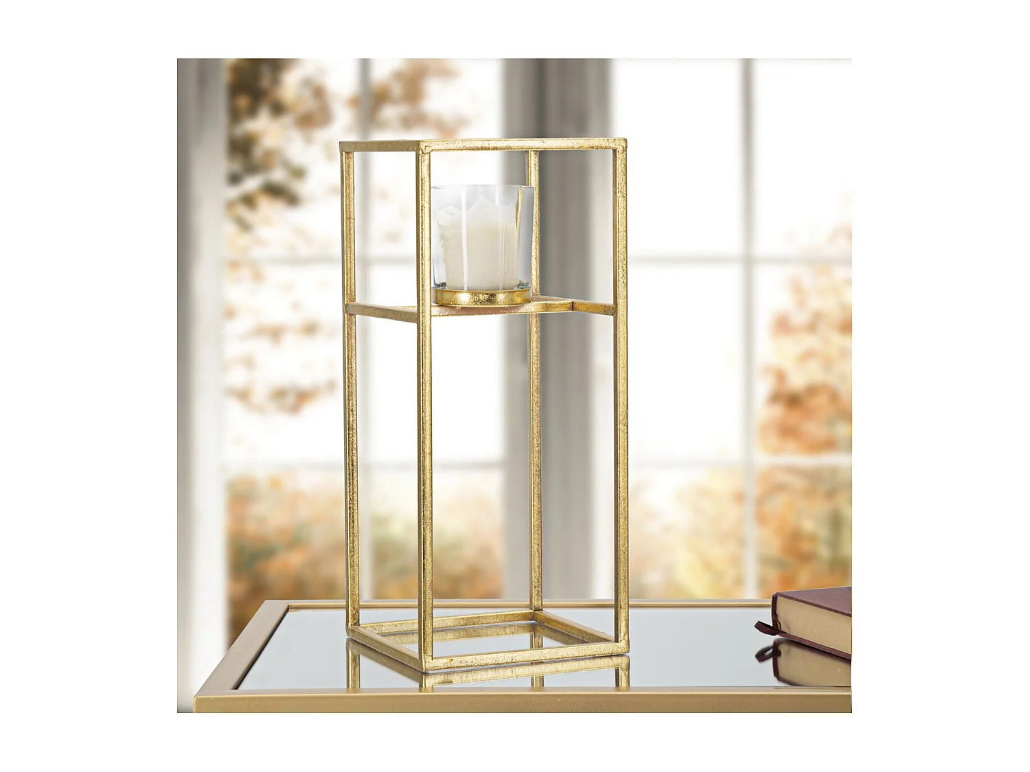 Bougeoir MF347, Or, 15x15x35 cm, Seven Design