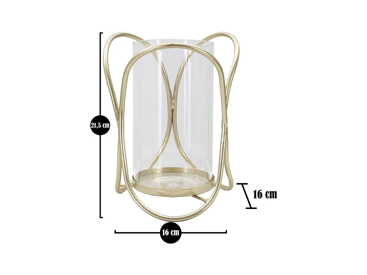 Portacandela MF350, Oro, 16x16x21,5 cm, Epikasa