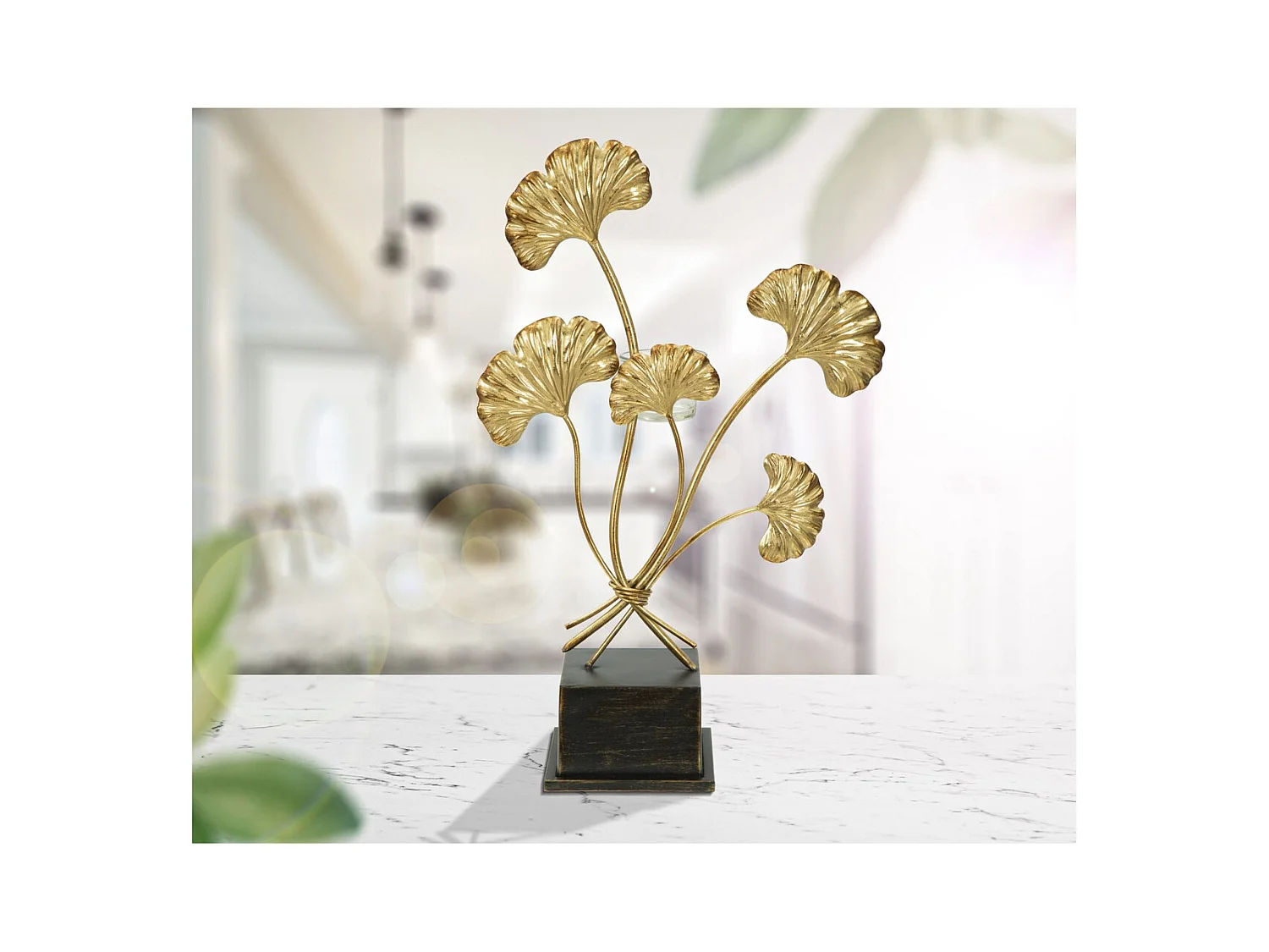 Świecznik Liść 60, Złoto, 29x12,5x44 cm, Epikasa