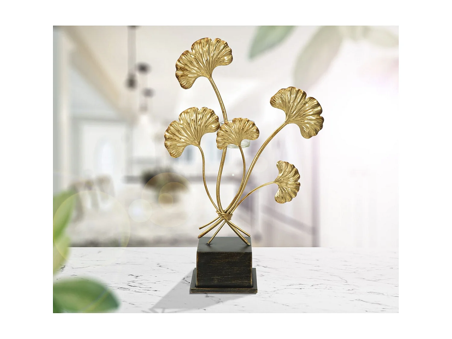 Bougeoir Feuille 60, Or, 29x12,5x44 cm, Seven Design