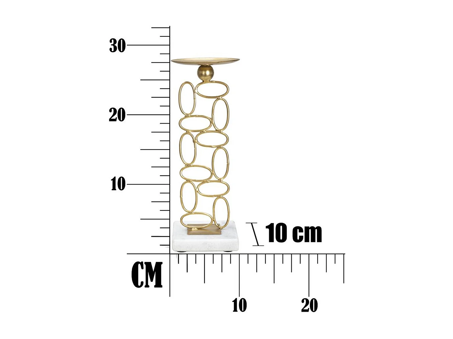 Suporte de Velas MF342, Ouro, 10x10x27 cm, Seven Design