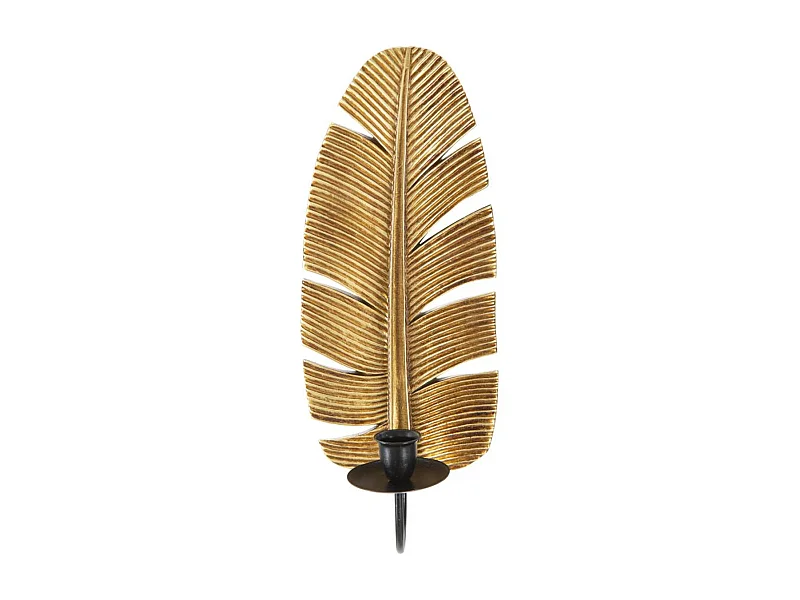 Kaarsenhouder Blad 2, Goud, 12,8x8,9x31,2 cm, Epikasa
