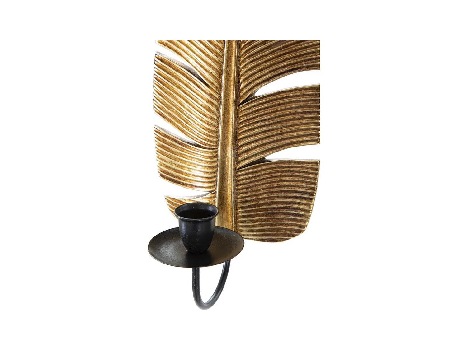 Suporte de Velas Folha 2, Ouro, 12,8x8,9x31,2 cm, Epikasa