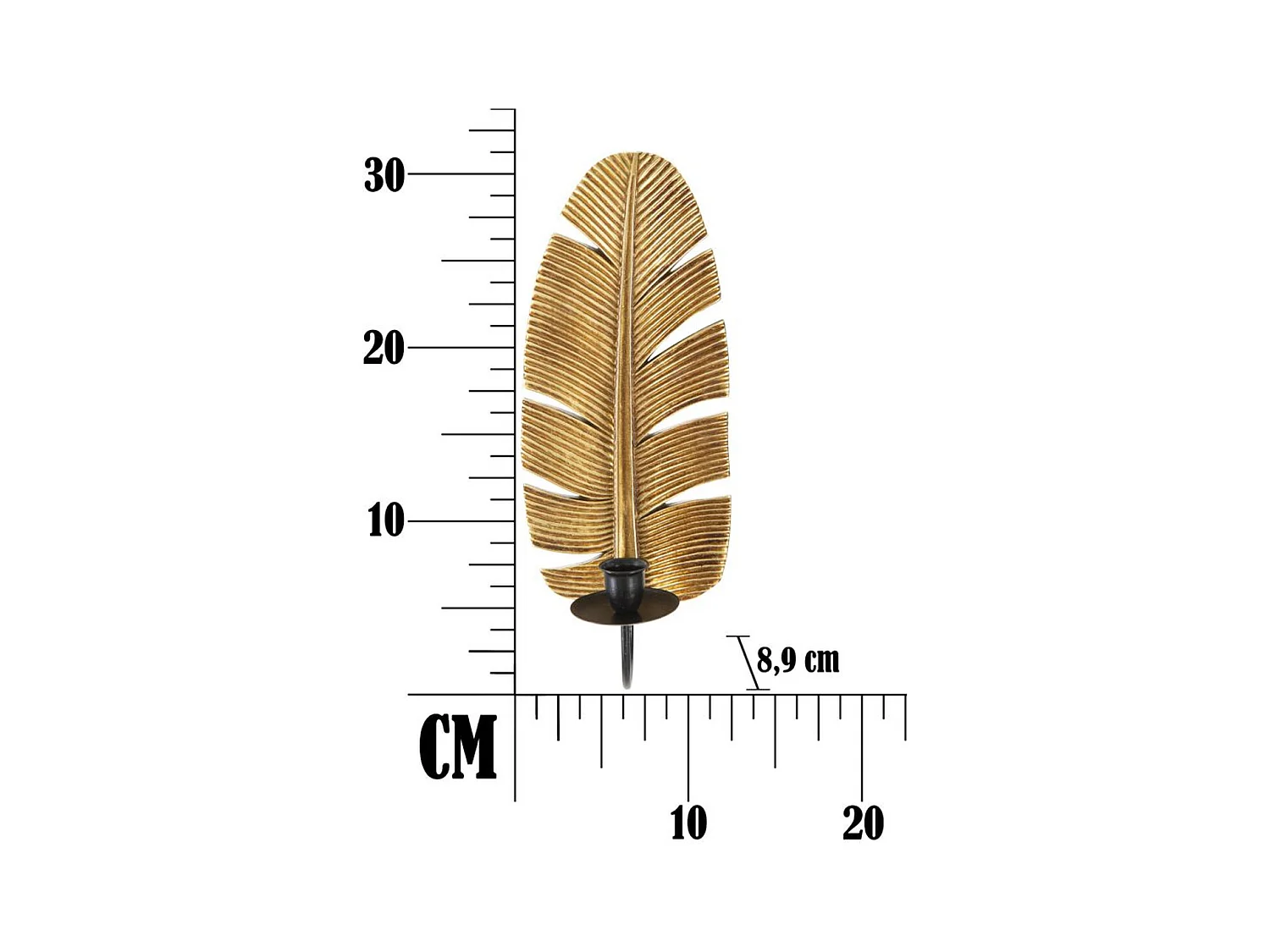 Suporte de Velas Folha 2, Ouro, 12,8x8,9x31,2 cm, Epikasa