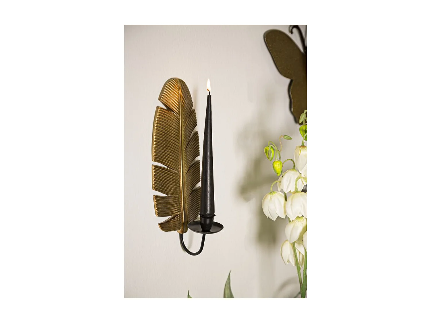 Kaarsenhouder Blad 2, Goud, 12,8x8,9x31,2 cm, Seven Design