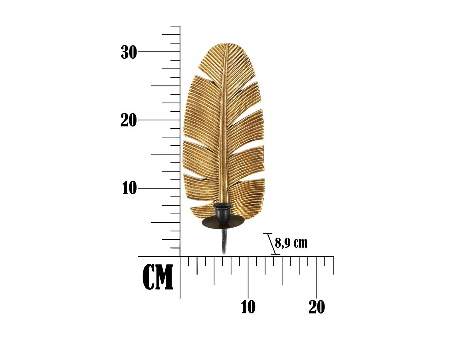 Kaarsenhouder Blad 2, Goud, 12,8x8,9x31,2 cm, Seven Design