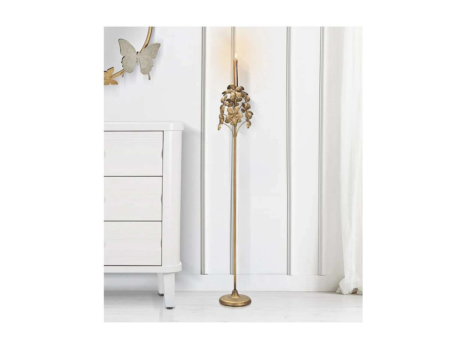 Bougeoir MF336, Or, 17x17x93 cm, Seven Design