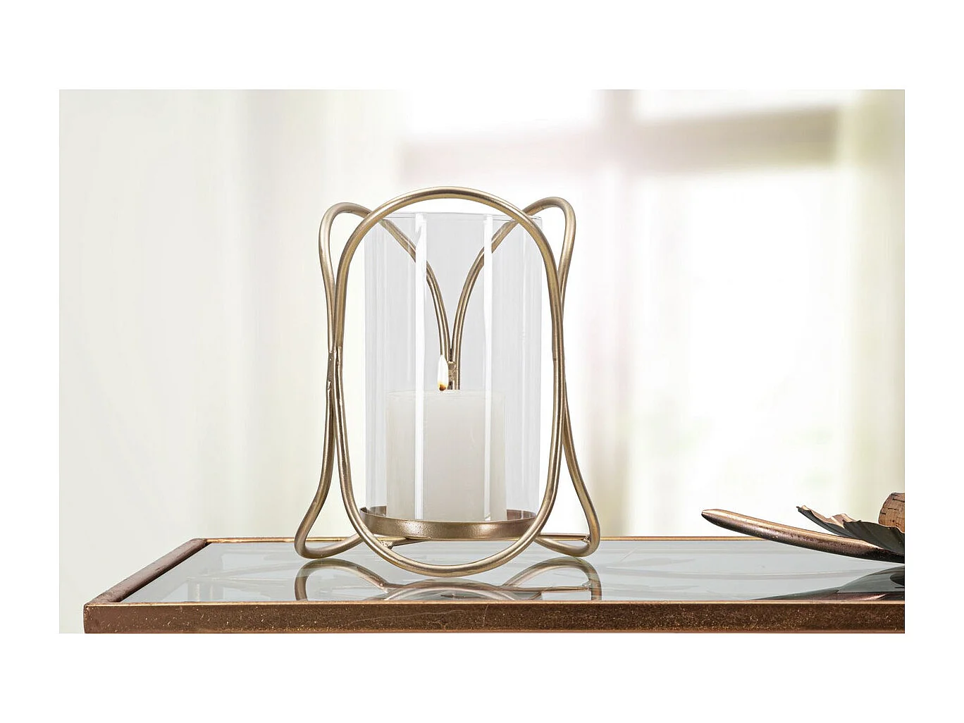 Bougeoir MF349, Marron, 16x16x21,5 cm, Seven Design