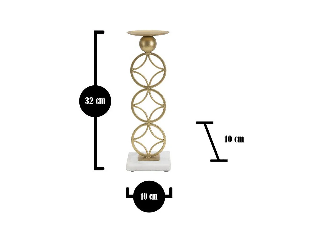 Kaarsenhouder MF344, Goud, 10x10x32 cm, Epikasa