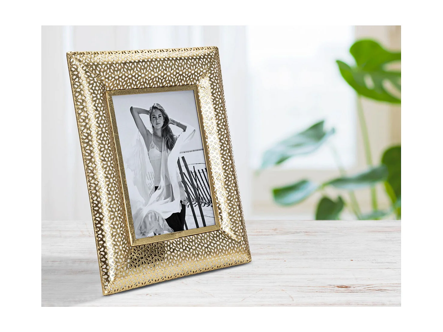 Portafotos Olistic 5, Oro, 25x12x31 cm, Seven Design