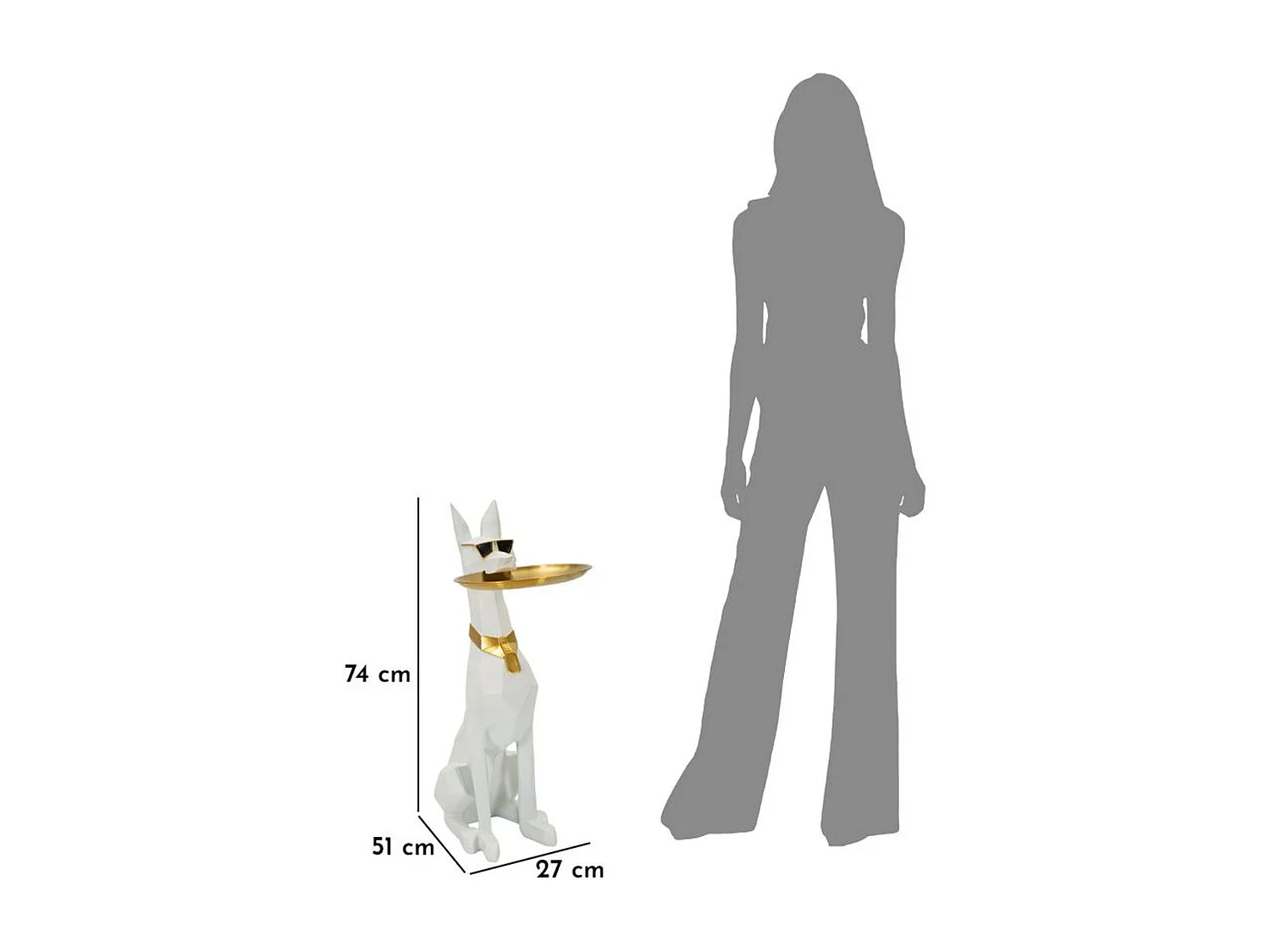 Plateau Chien 16, Blanc, 27x51x74 cm, Seven Design