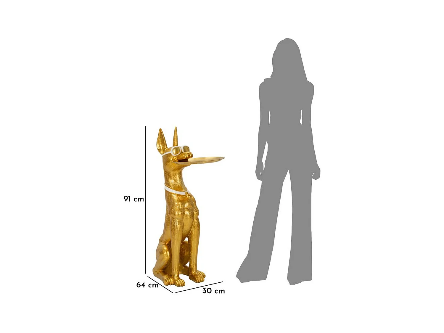 Tabuleiro Cão 15, Ouro, 30x64x91 cm, Epikasa