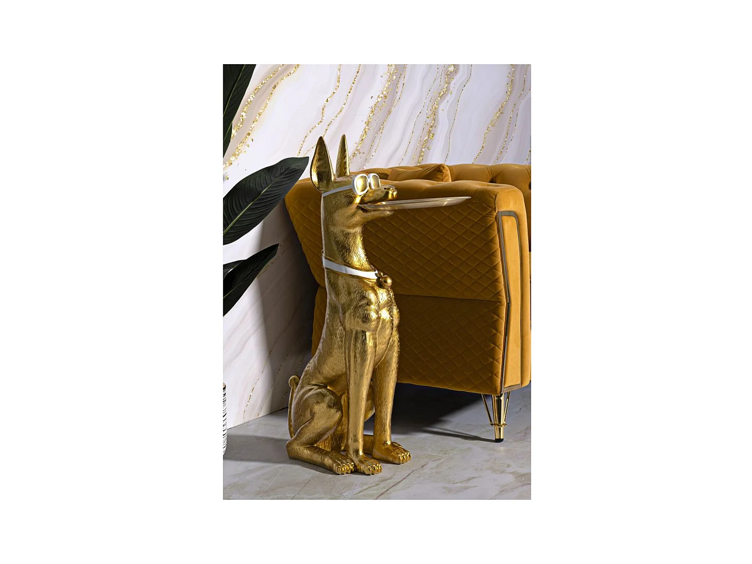 Dienblad Hond 15, Goud, 30x64x91 cm, Epikasa