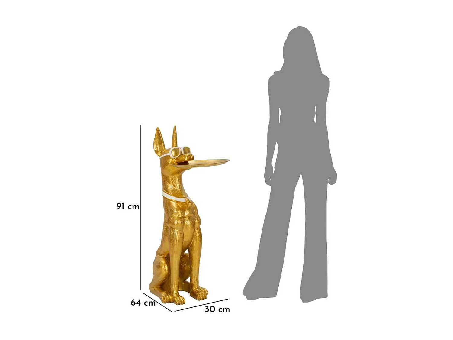 Plateau Chien 15, Or, 30x64x91 cm, Seven Design