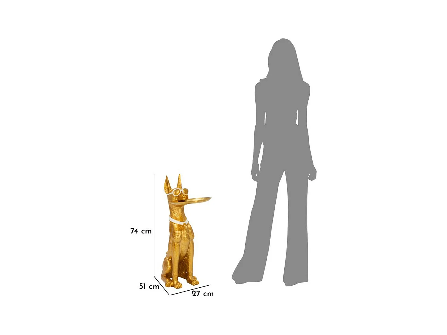 Bandeja Perro 17, Oro, 27x51x74 cm, Epikasa