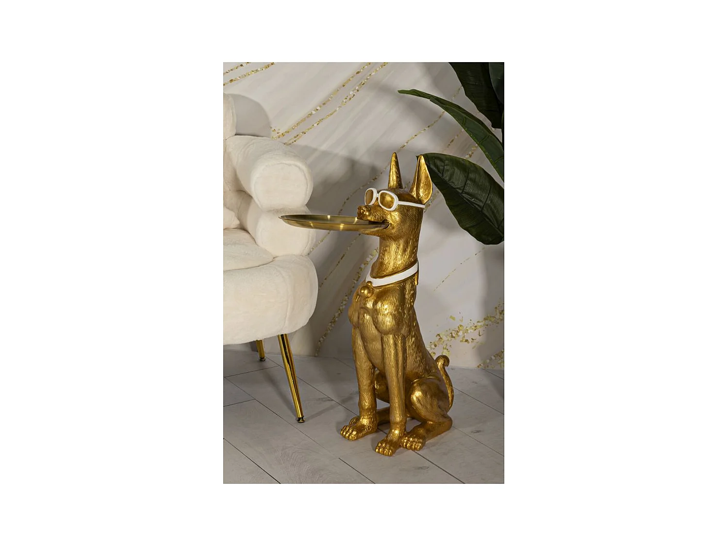 Bandeja Perro 17, Oro, 27x51x74 cm, Epikasa