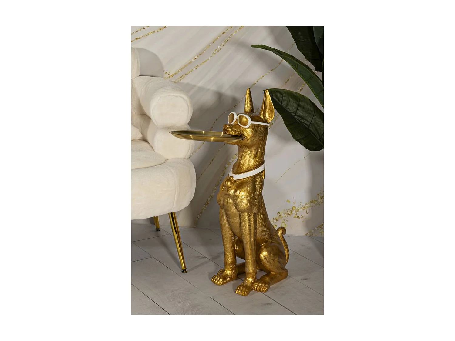 Bandeja Perro 17, Oro, 27x51x74 cm, Seven Design