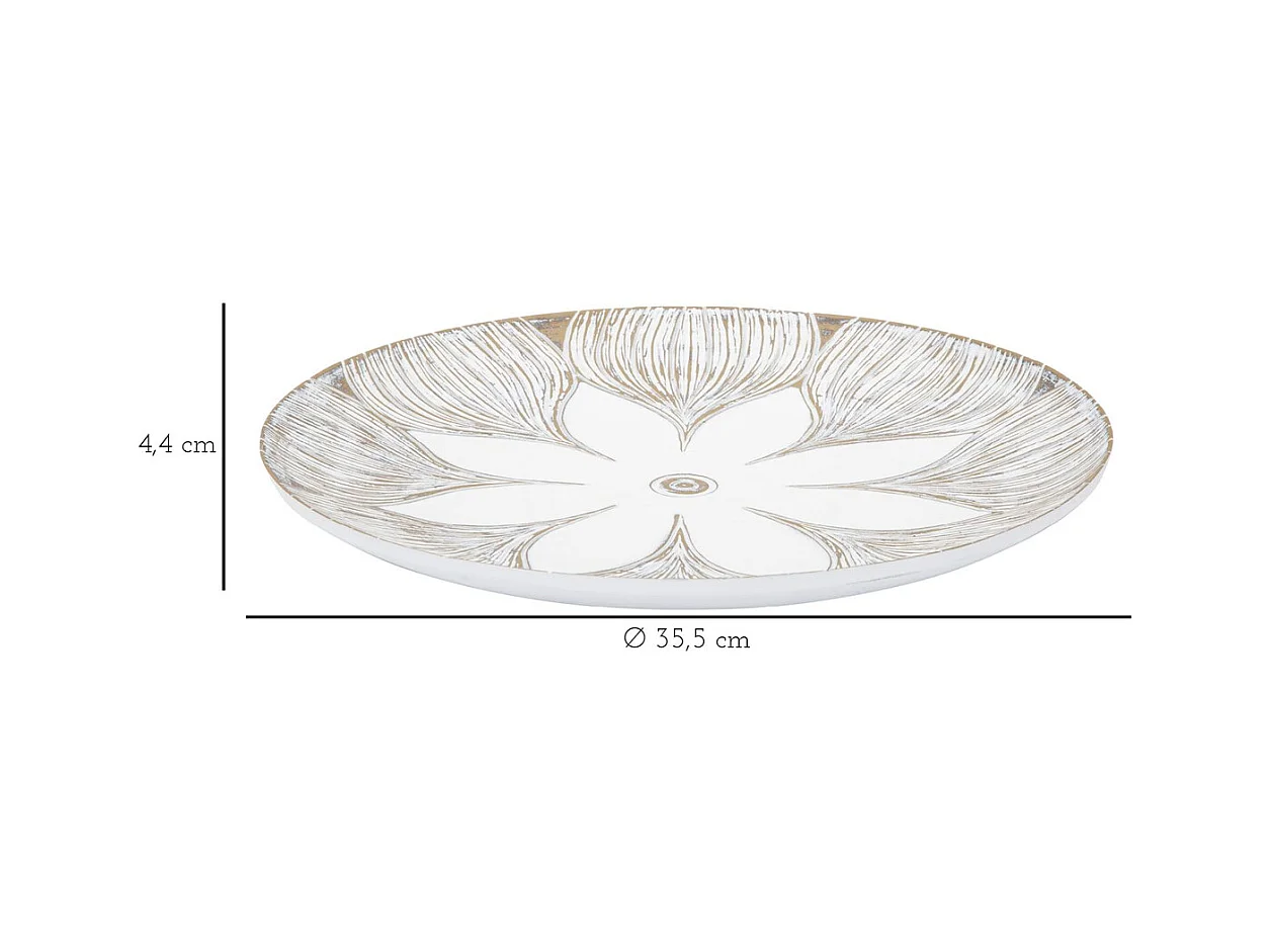 Plateau Fleur 3, Blanc, 35,5x35,5x4,4 cm, Epikasa