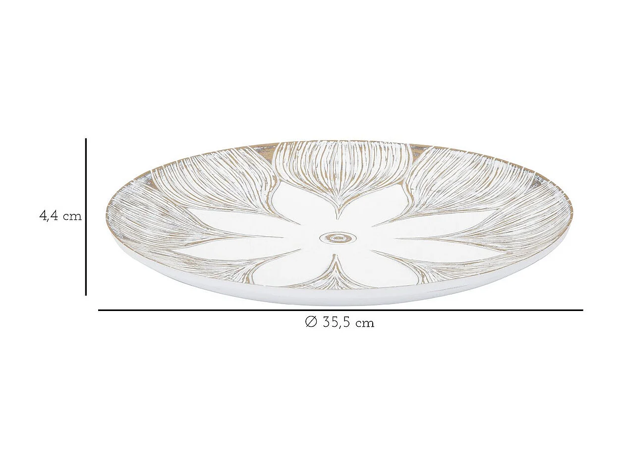 Plateau Fleur 3, Blanc, 35,5x35,5x4,4 cm, Seven Design