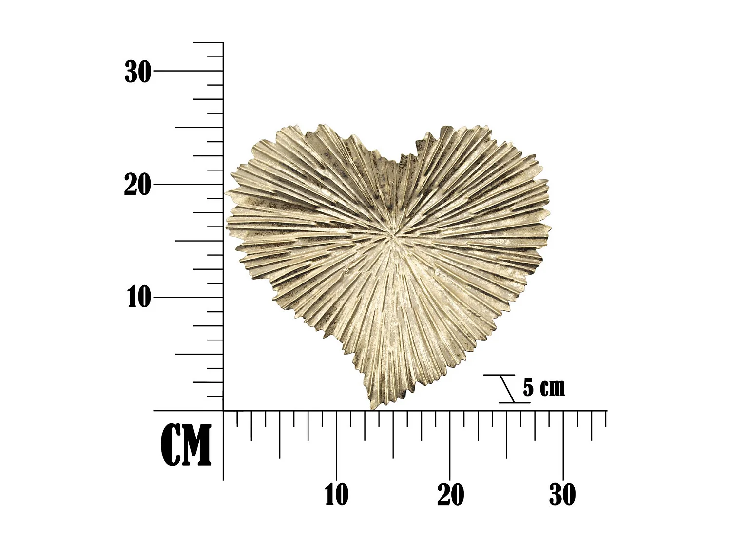 Plateau Cœur 21, Or, 25x2x29 cm, Seven Design