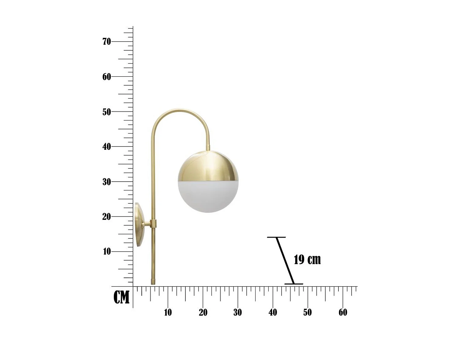 Wandlamp MF51, Goud, 19x31x51 cm, Seven Design