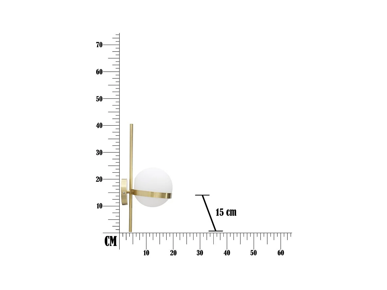 Candeeiro de Parede MF54, Ouro, 15x20x40 cm, Epikasa