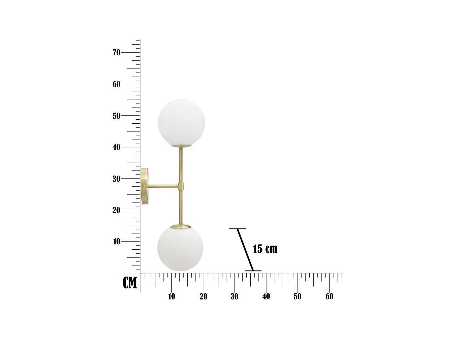 Wandlamp MF53, Goud, 15x21x55 cm, Epikasa