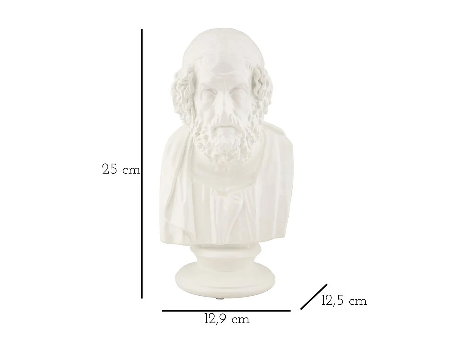 Sculpture Grèce 5, Blanc, 12,9x12,5x25 cm, Seven Design