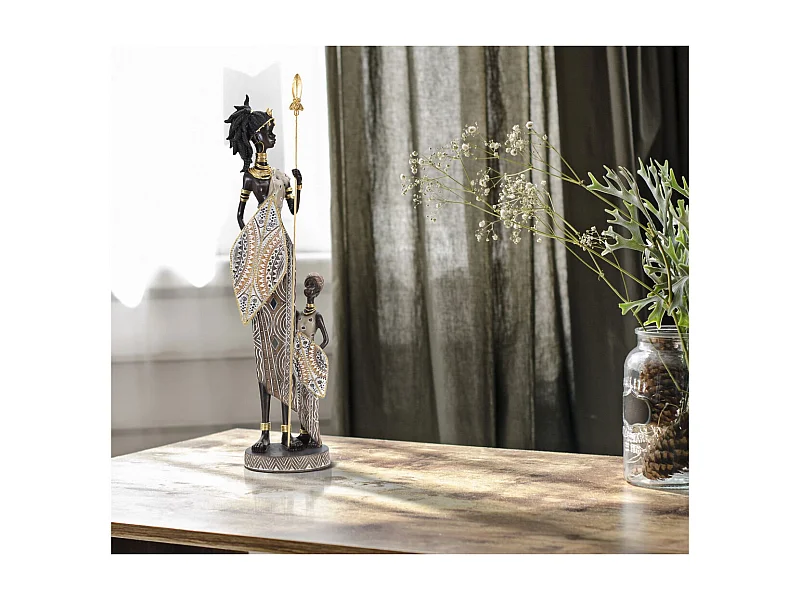 Sculpture Afrique 12, Multicouleur, 11,5x8,5x46 cm, Epikasa