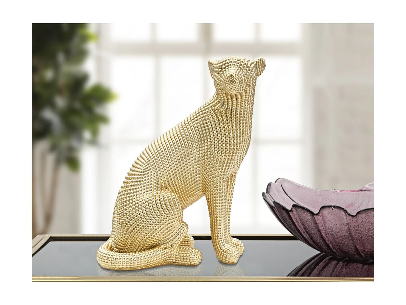 Rzeźba Pantera, Złoto, 23x15,5x29 cm, Seven Design