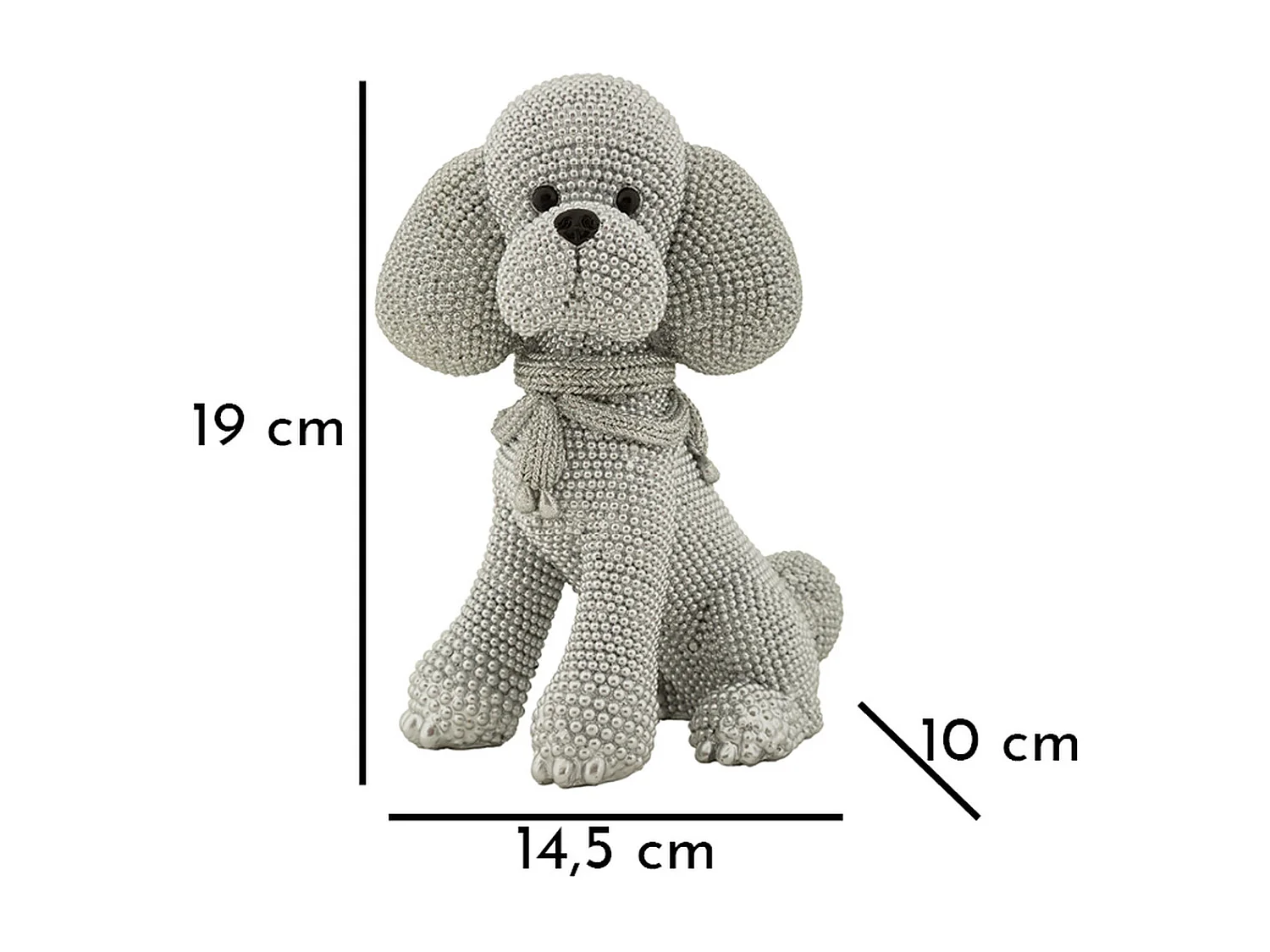 Rzeźba Pies 7, Srebrny, 14,5x10x19 cm, Seven Design