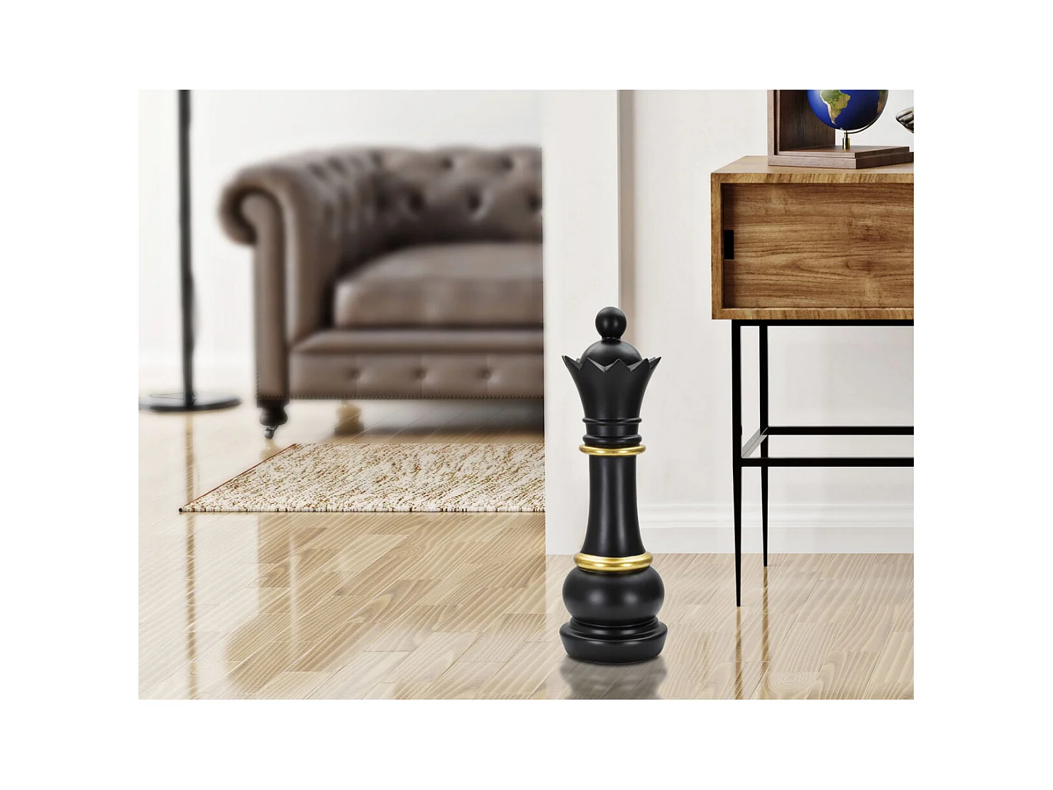 Escultura Xadrez 3, Preto, 15x15x50 cm, Epikasa