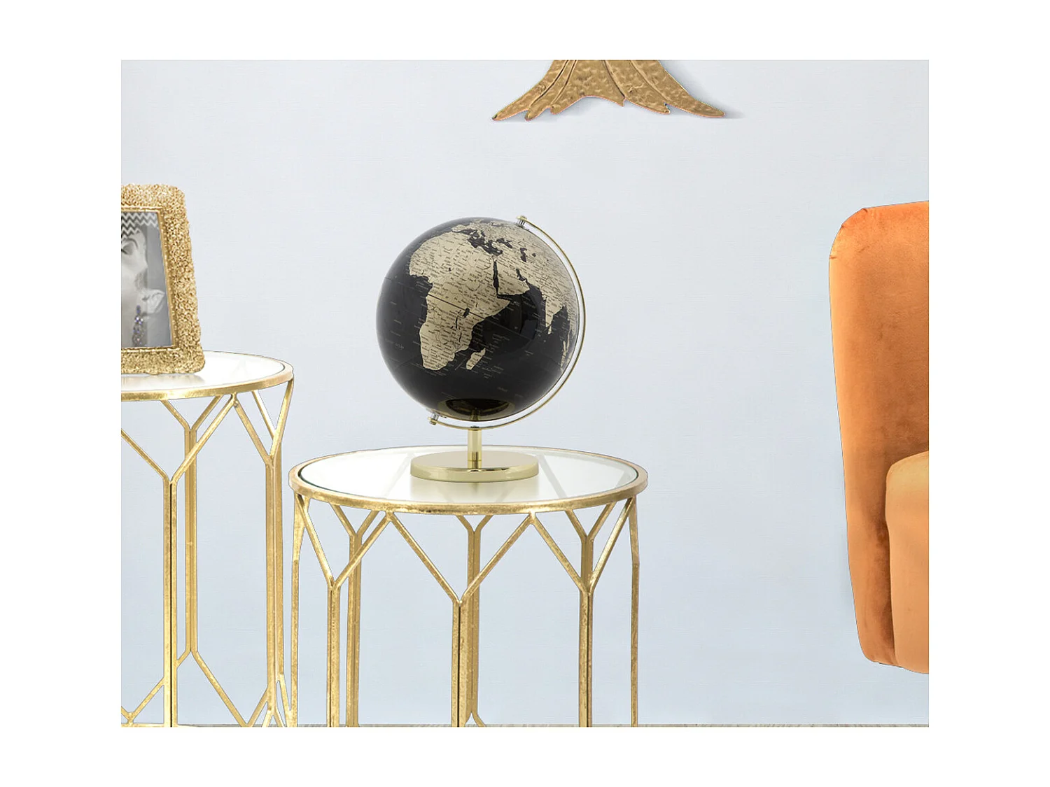 Globo de Mesa MF224, Negro, 25x25x34 cm, Seven Design