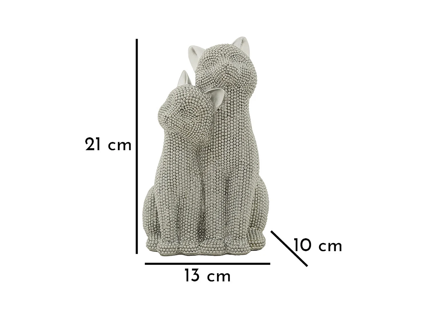 Scultura Gatti 1, Argento, 13x10x21 cm, Epikasa