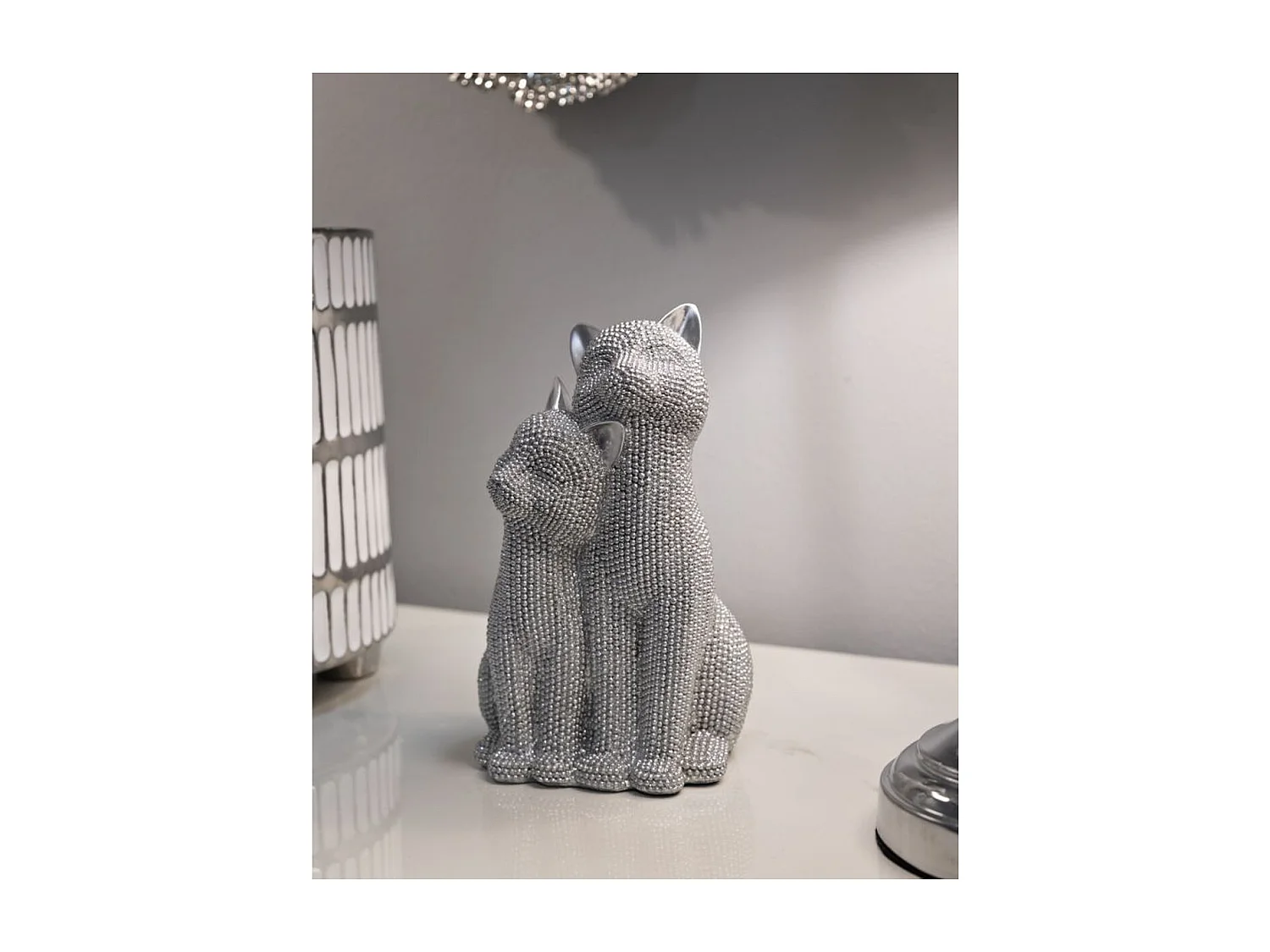 Rzeźba Koty 1, Srebrny, 13x10x21 cm, Seven Design