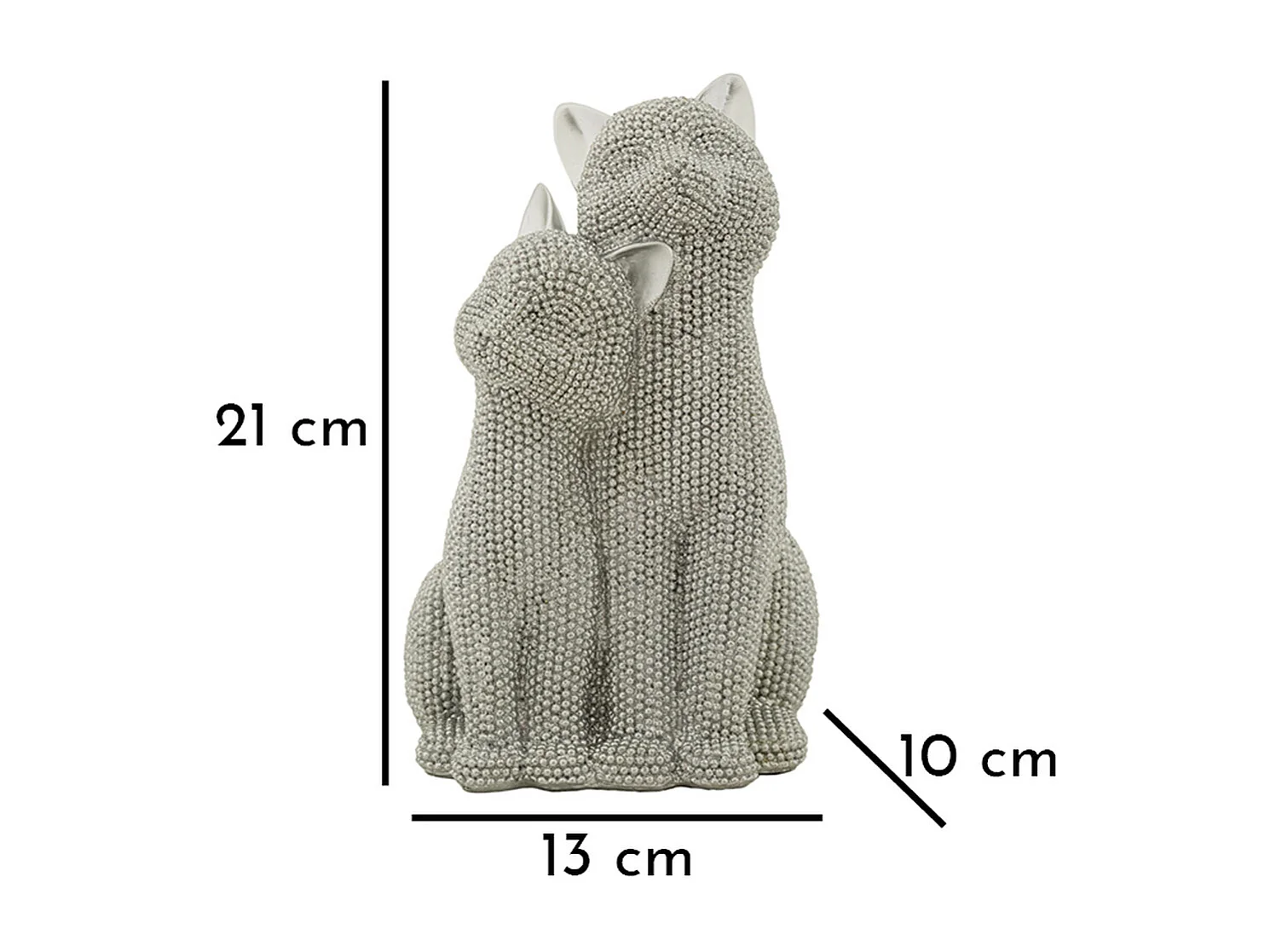 Rzeźba Koty 1, Srebrny, 13x10x21 cm, Seven Design