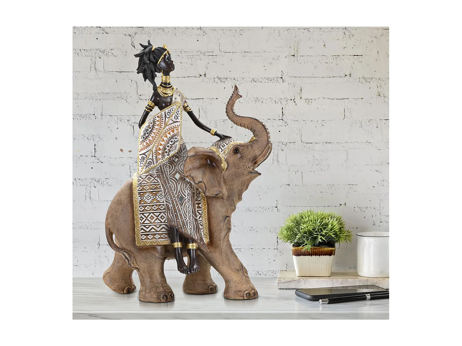 Rzeźba Afryka 11, Wielokolorowy, 22,5x12x32,5 cm, Seven Design