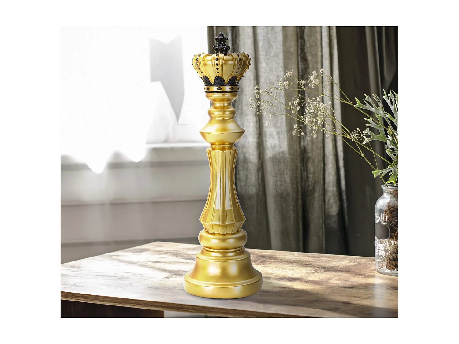 Sculpture Échecs 8, Or, 13x13x40,5 cm, Seven Design