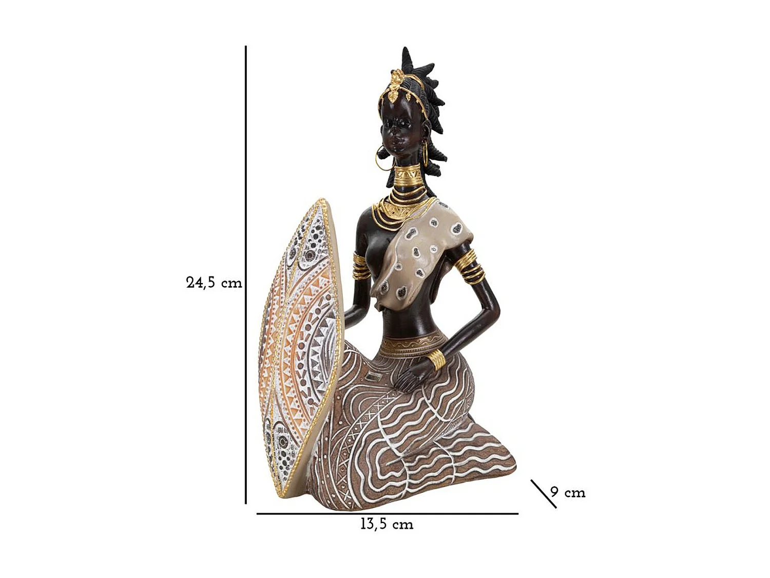 Rzeźba Afryka 14, Wielokolorowy, 13,5x9x24,5 cm, Seven Design