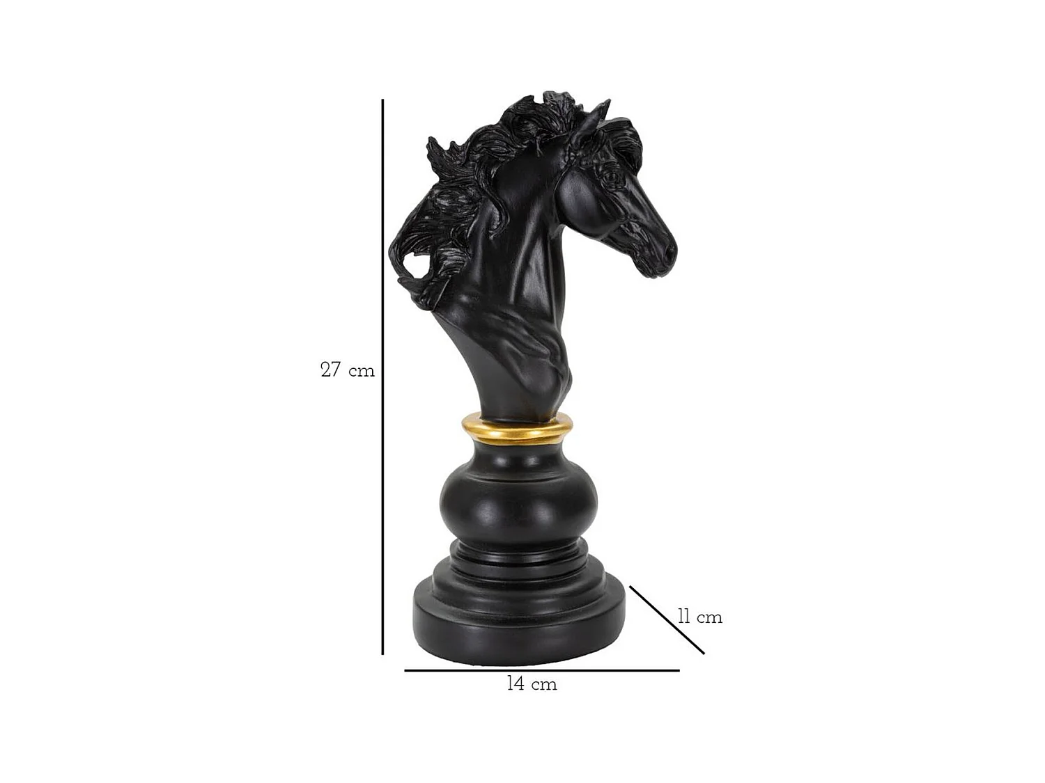 Beeldhouwwerk Schaken 12, Zwart, 14x11x27 cm, Epikasa