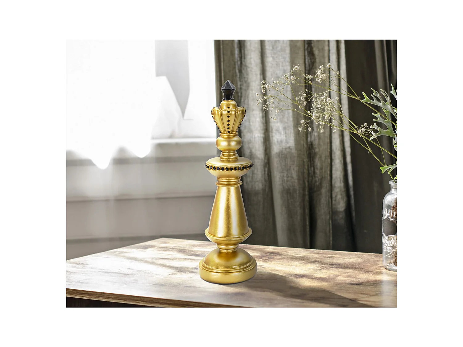 Escultura Xadrez 11, Ouro, 11x11x32,5 cm, Epikasa