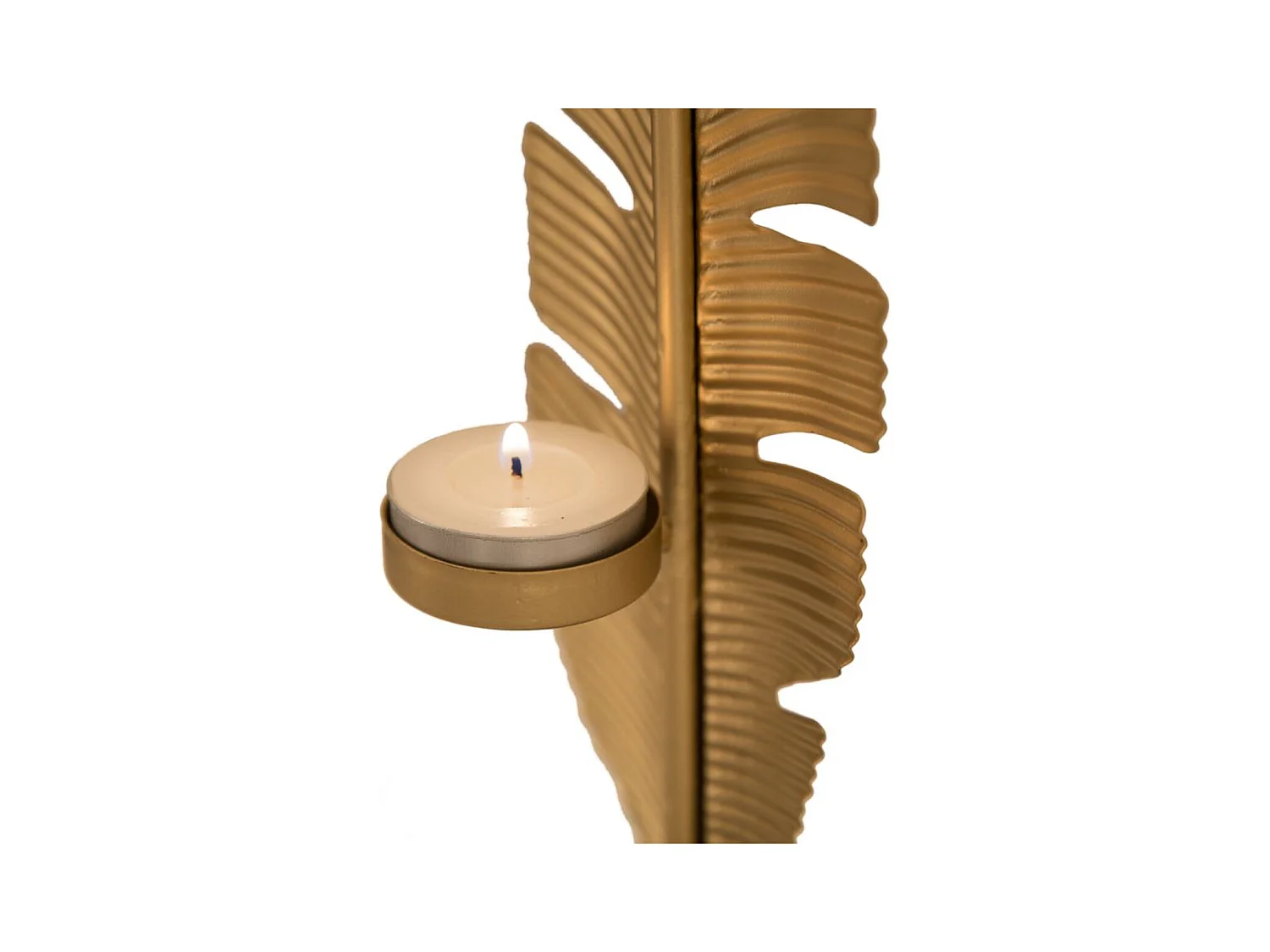 Beeldhouwwerk Blad 75, Goud, 10x10x34 cm, Epikasa