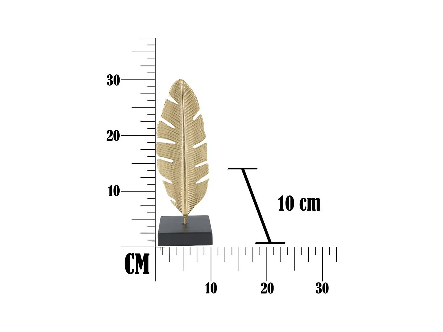 Beeldhouwwerk Blad 75, Goud, 10x10x34 cm, Epikasa