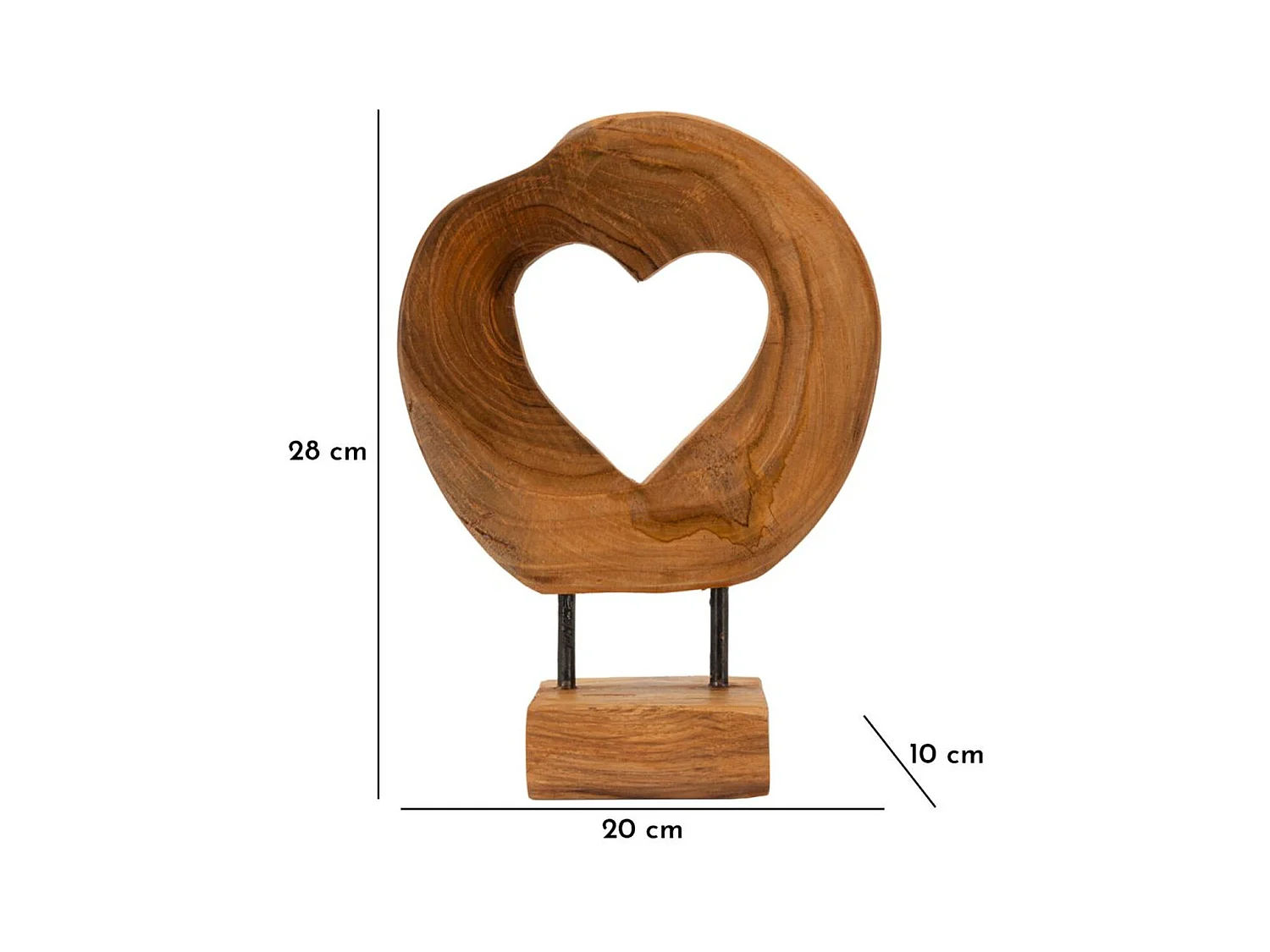 Rzeźba Serce 8, Brązowy, 20x10x28 cm, Epikasa