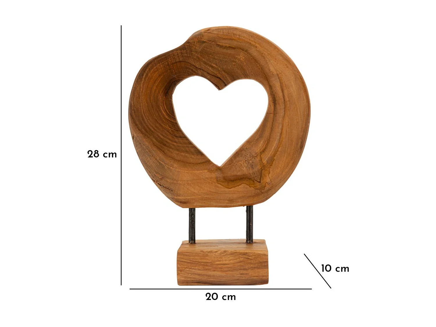 Sculpture Cœur 8, Marron, 20x10x28 cm, Seven Design