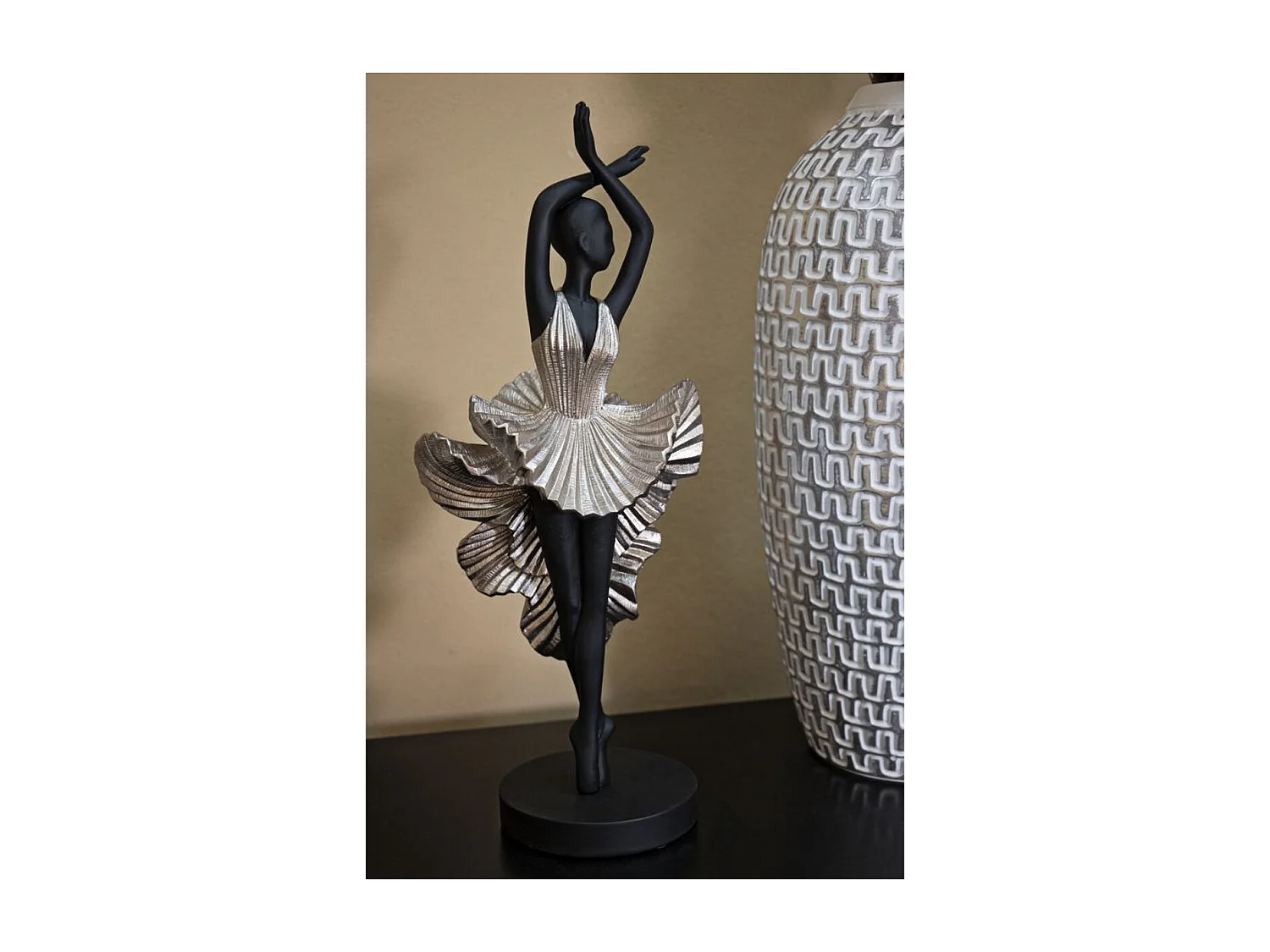 Sculpture Danseur 4, Noir, 17x14x43 cm, Seven Design