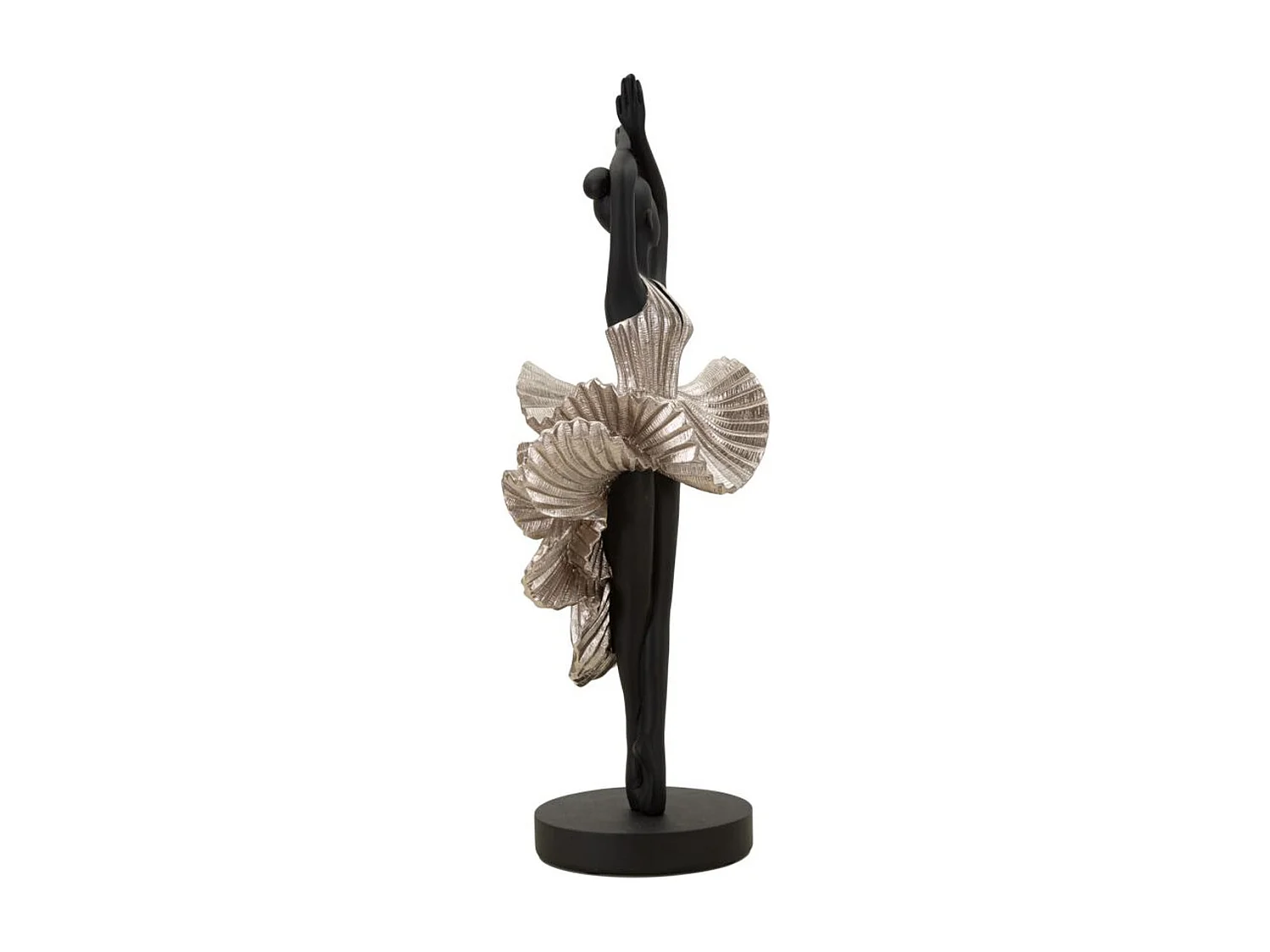 Beeldhouwwerk Danser 4, Zwart, 17x14x43 cm, Seven Design